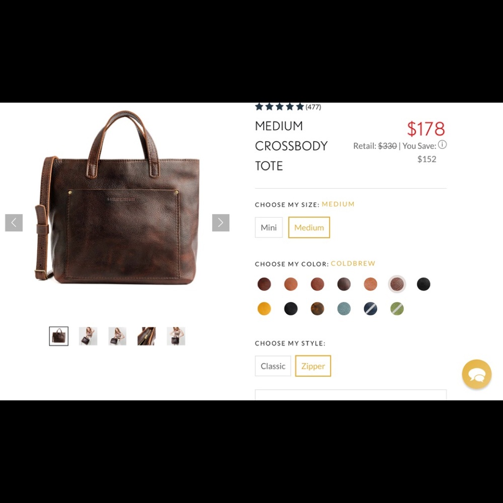 Portland leather goods medium crossbody tote cold brew color